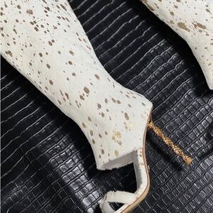 White and Gold Speckled Heeled Boots